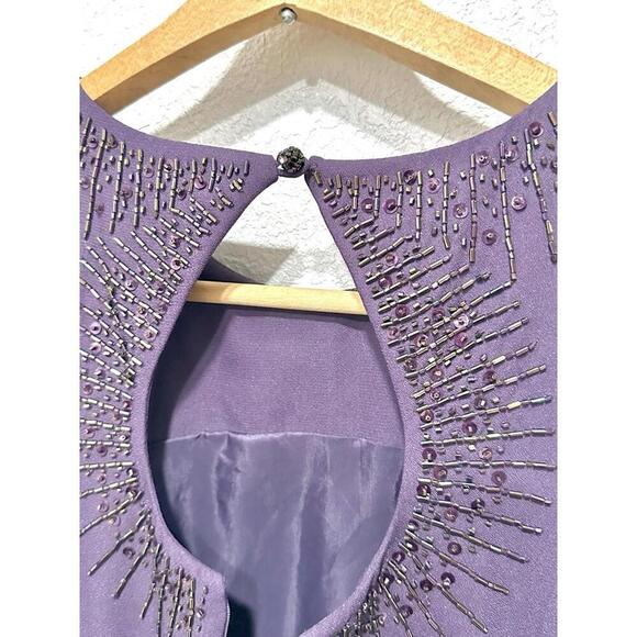Liz Claiborne Night Women's Dark Purple Long Sleeveless Beaded Formal Gown Size8 - Picture 8 of 15